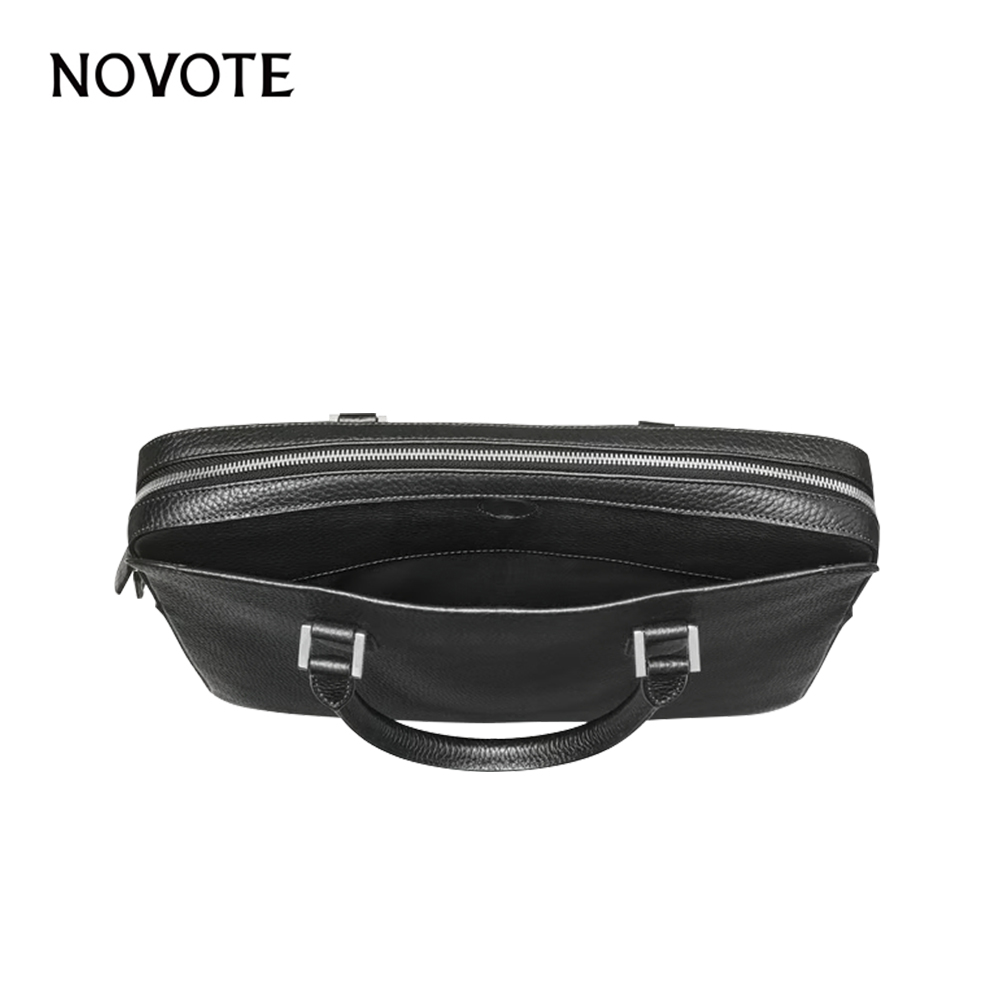 NOVOTE Custom Leather Waterproof Messenger Laptop Briefcase Pebble Pattern 15.5 Inch Portable Shoulder Strap Office Bag