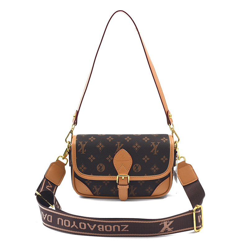 European American Retro Small Square Women's PU Crossbody Messenger Bag Casual Portable Underarm Polyester Geometric Fashion