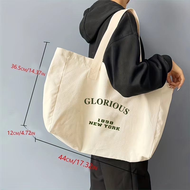 Large Blank Tote Bag With Zipper Cotton Tote Bags for Women Canvas Tote Bag With Custom Printed Logo Work School Travel Use