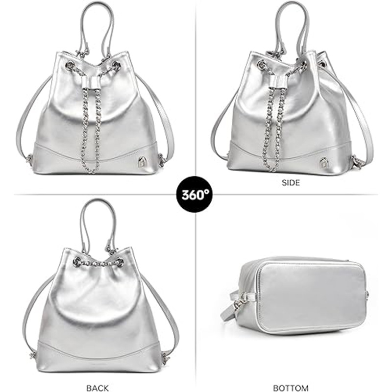 Factory-customized 2024 New Fashion Versatile PU Bucket Bag with Polyester Lining Trendy Casual Chain Shoulder Bag for Women