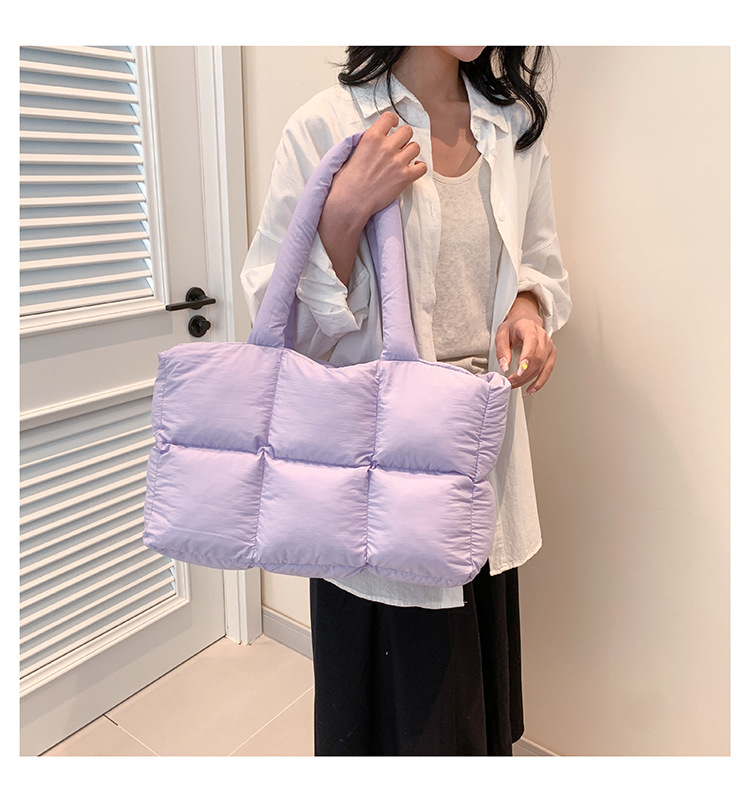 Women Satchel Bag Quilted Pleated Ladies Shopper Bag