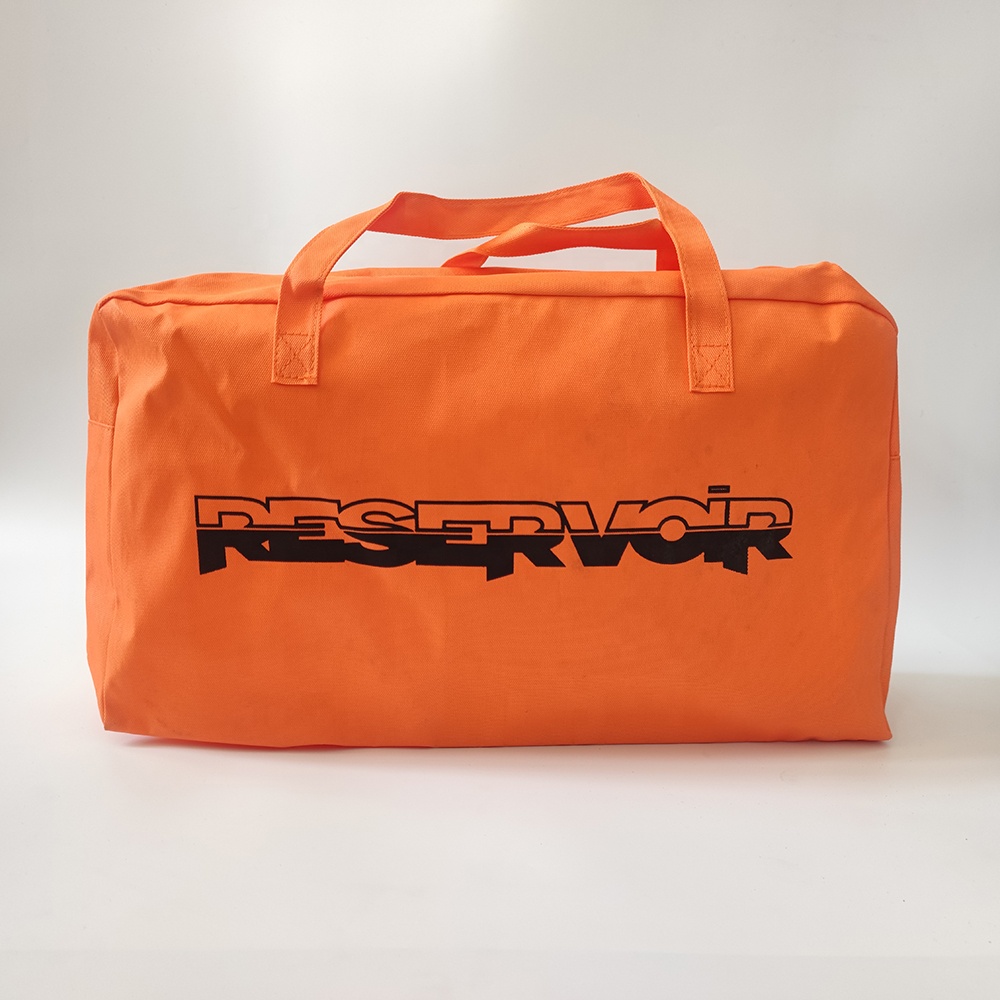 Custom Large Orange 420d 600d Polyester Oxford Tote Zipper Bag Gym Logo Printed Strong Storage Shopping Bag Letter Pattern