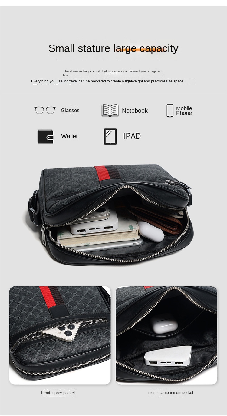 Large Capacity Classic Men's High-End Satchel Fashionable Business Crossbody Shoulder Bag and Messenger Bag Casual Style