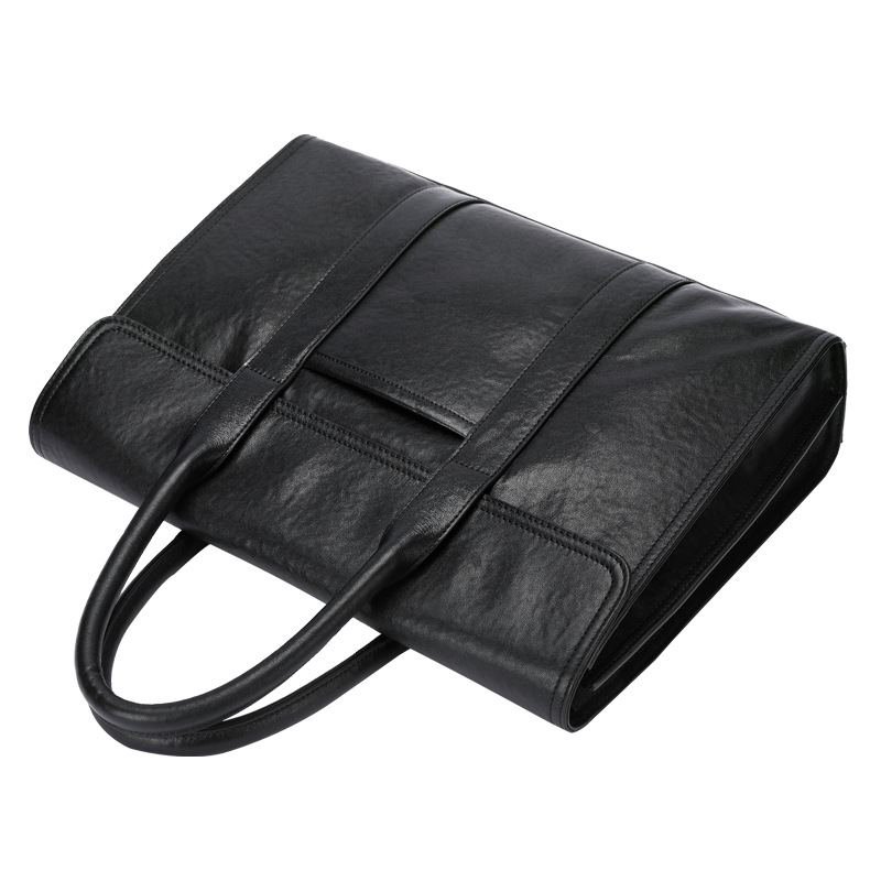 New Men's Genuine Leather Business Briefcase Large-Capacity Laptop Bag Cowhide Office Bag One-Piece Drop-Shipping Model 6798-3