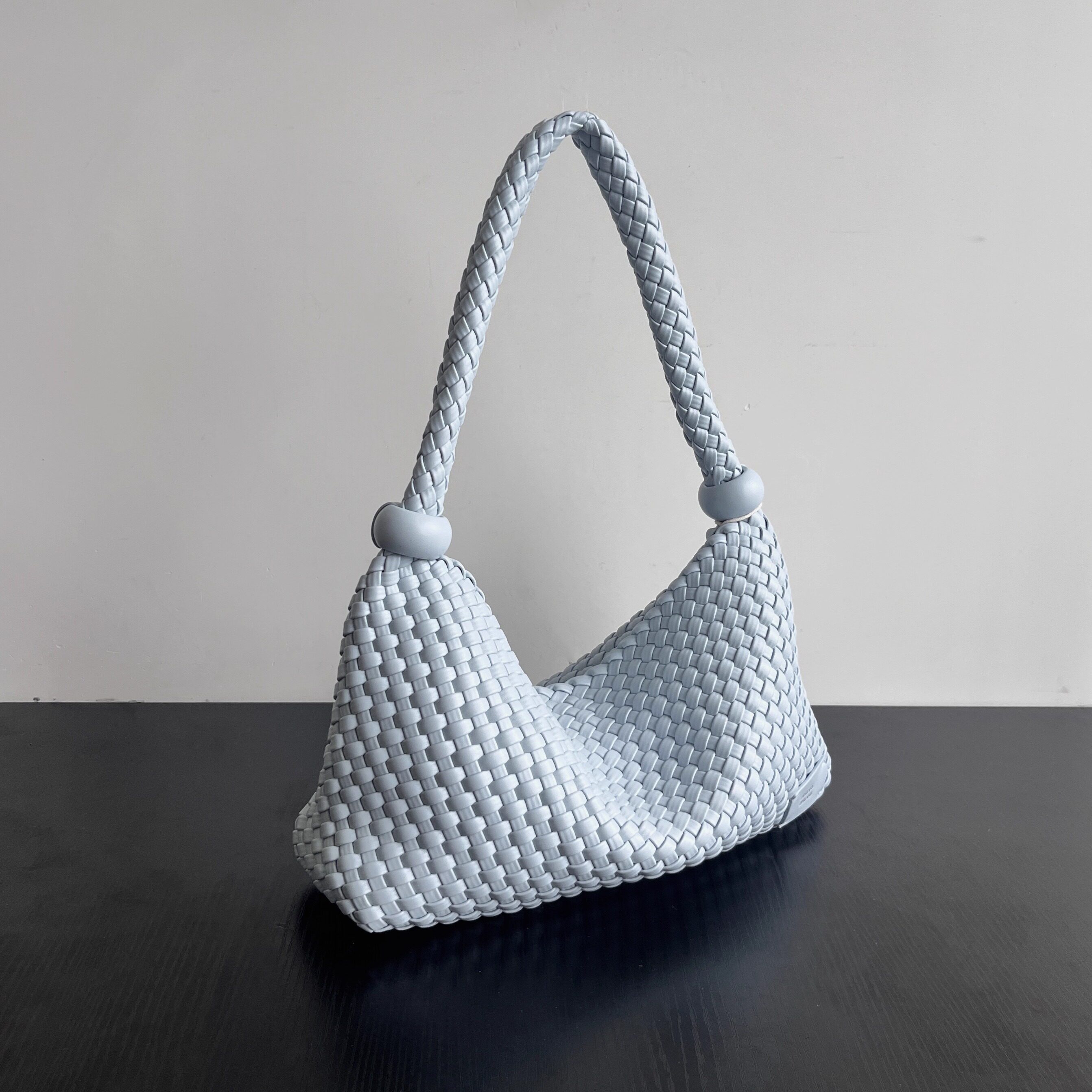 Hand-woven Hobo Large Lunchbox Bag Beaded Handbag Soft Leather Solid Color Lightweight Casual Relaxed Large Capacity Shoulder