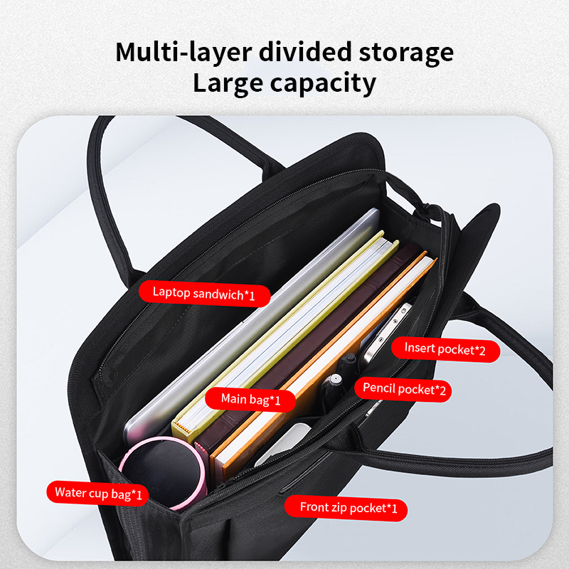 High Quality Black Executive Business Briefcase PU Leather Conference Bags for File Storage Travel Office 15.6 Inches Laptop Bag