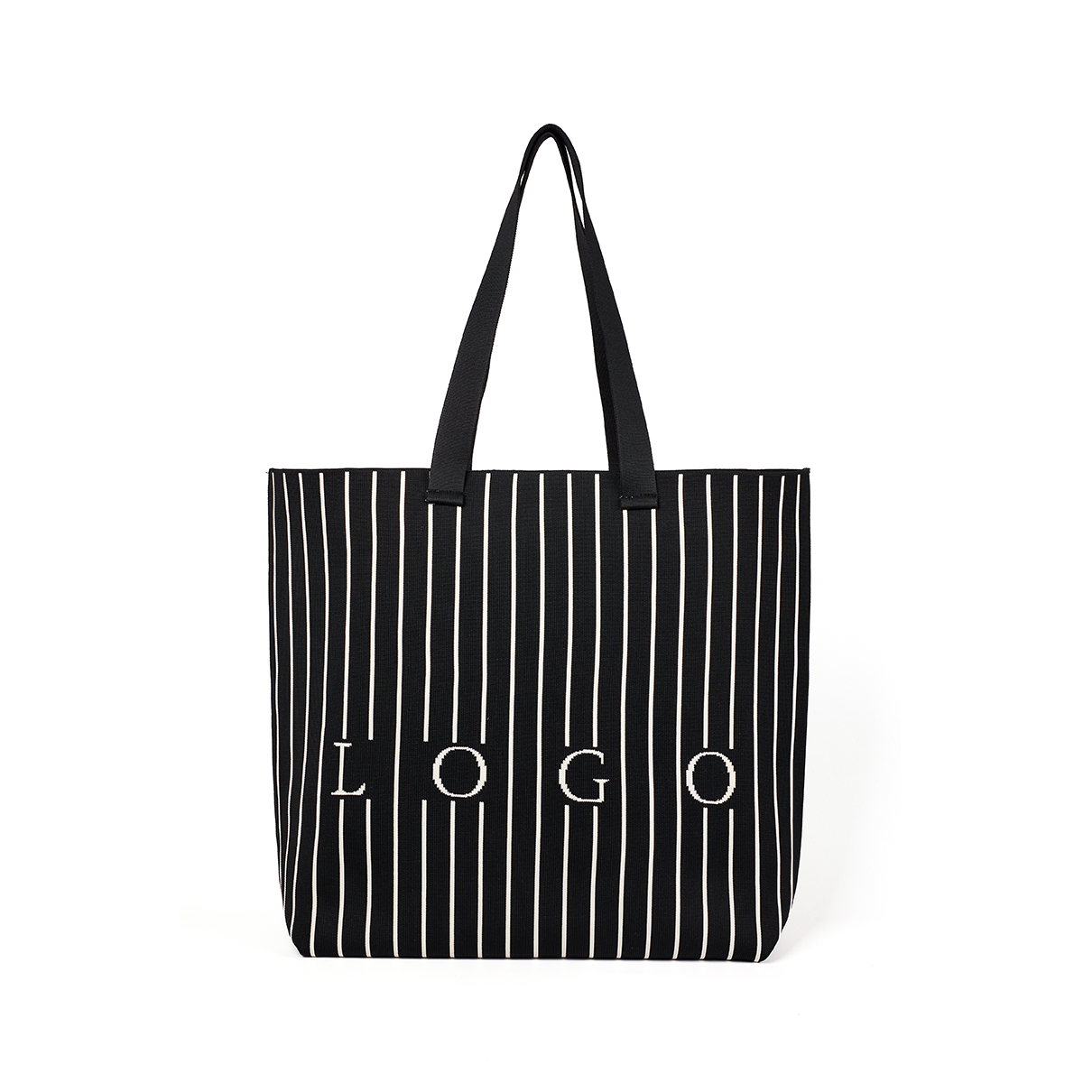 Wholesale Classic Black White Striped Ladies Shoulder Bag Large Capacity Portable Two Open Fashionable Single Shoulder Shopping