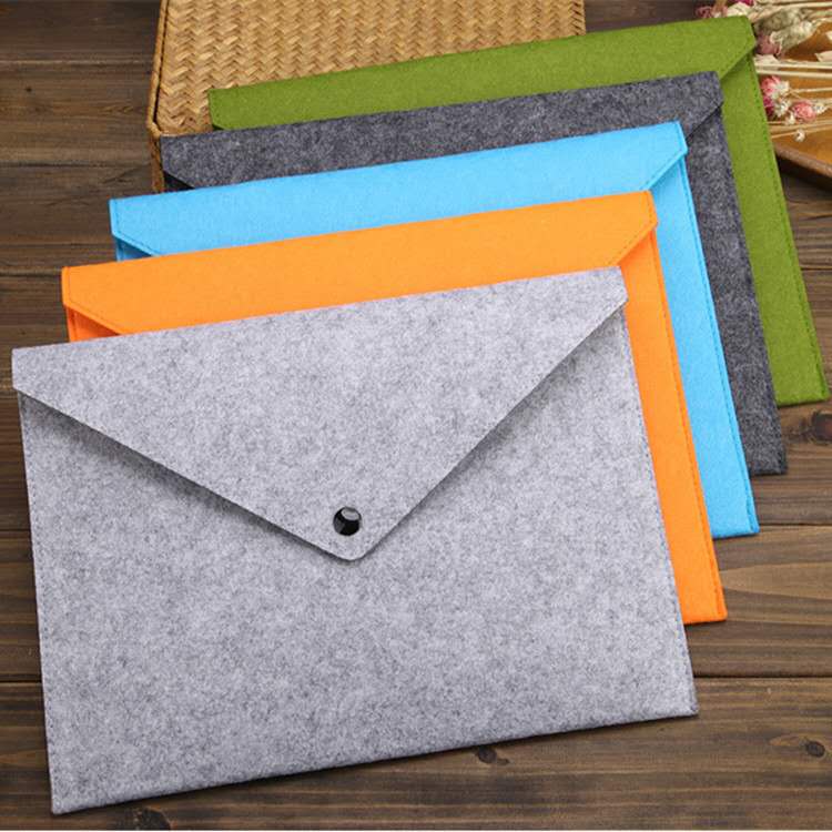 Wholesale Customized A3 A4 A5 Size Felt Briefcases with Button Document Bag
