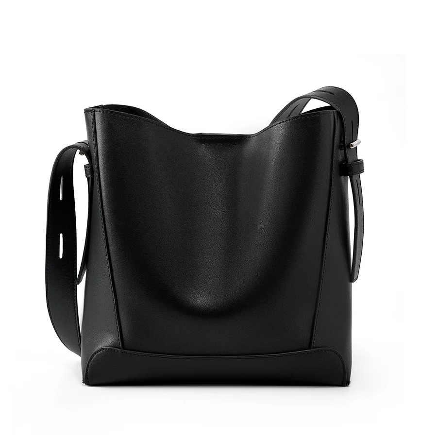 New Fashionable Large Capacity Genuine Leather Bucket Bag Female Crossbody Single Shoulder Bag for Spring/Summer Season