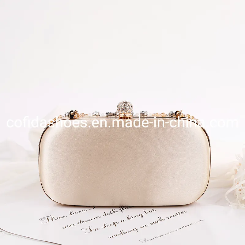 Women Crystal Pearls Clutch Purse Handbag Chain Wedding Evening Party Ladies Bag