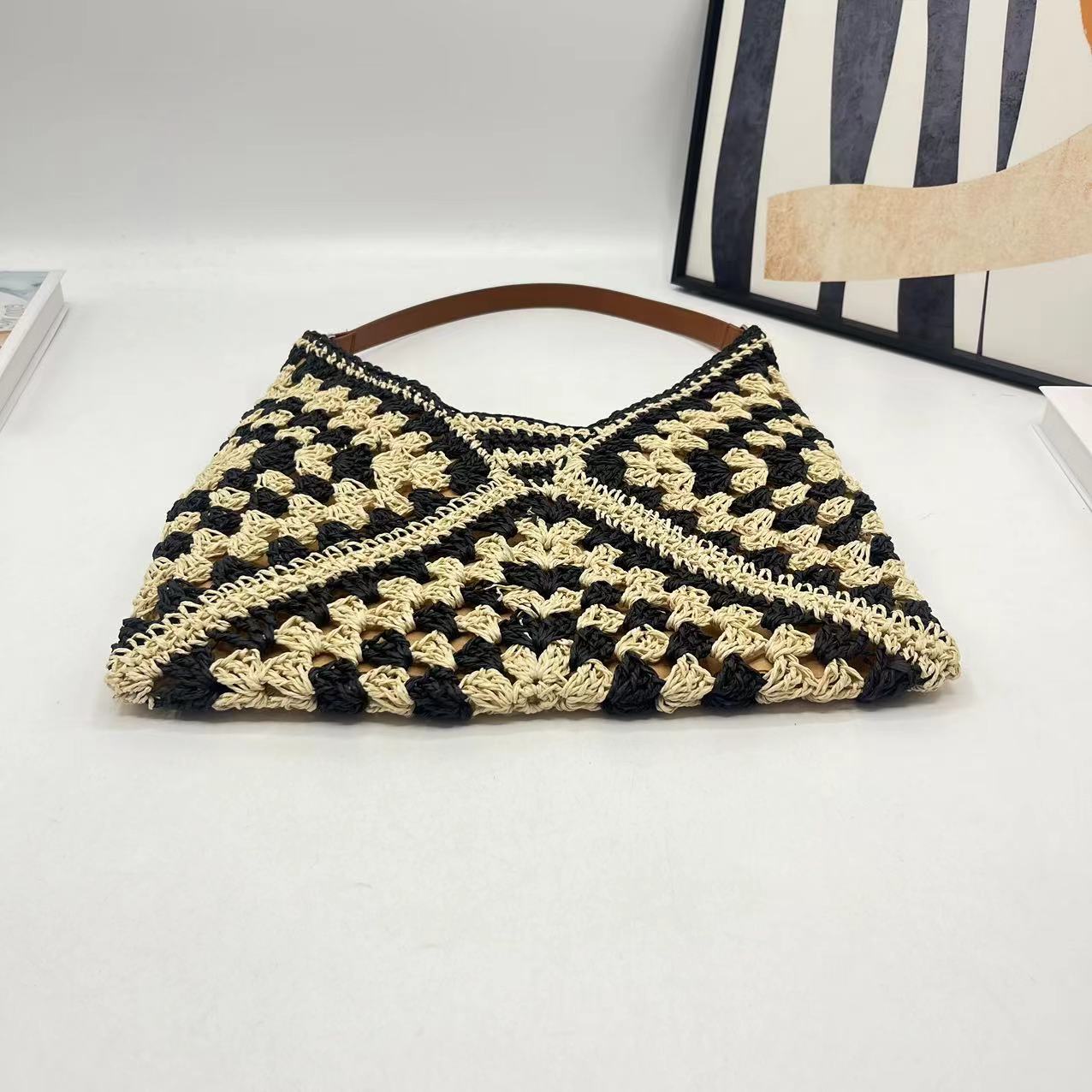 Women's Summer Straw Flap Hobo Designer Tote Bag Stylish Eco-Friendly Bohemian Beach Large Capacity Travel Outdoor Snap Closure