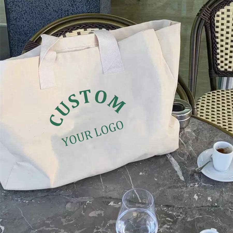 Large Capacity Casual Canvas Tote Bag With Zipper Custom Canvas Bag For Shopping Or Daily Use Beach Tote Bag