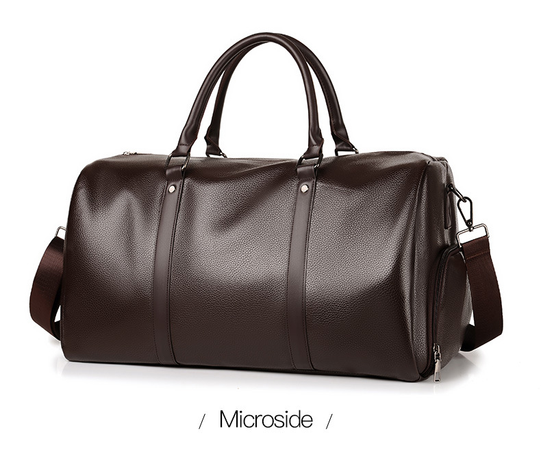Customized Vegan Pebble Texture Leather Travel Weekender Overnight Duffel Bag