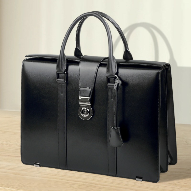 Wholesale Leather Hard Briefcase Men Metal Briefcase With Combination Lock and Foam Secure Leather Briefcase Office Bag
