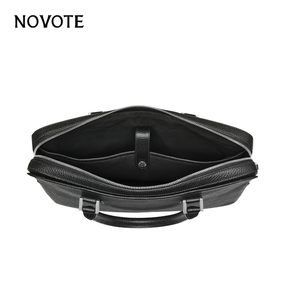 NOVOTE Custom Leather Waterproof Messenger Laptop Briefcase Pebble Pattern 15.5 Inch Portable Shoulder Strap Office Bag