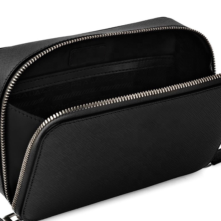 Custom Logo Black PU Saffinao Leather Casual Men Mini Crossbody Sling Sports Bagpack Shoulder Letter Messenger Bags