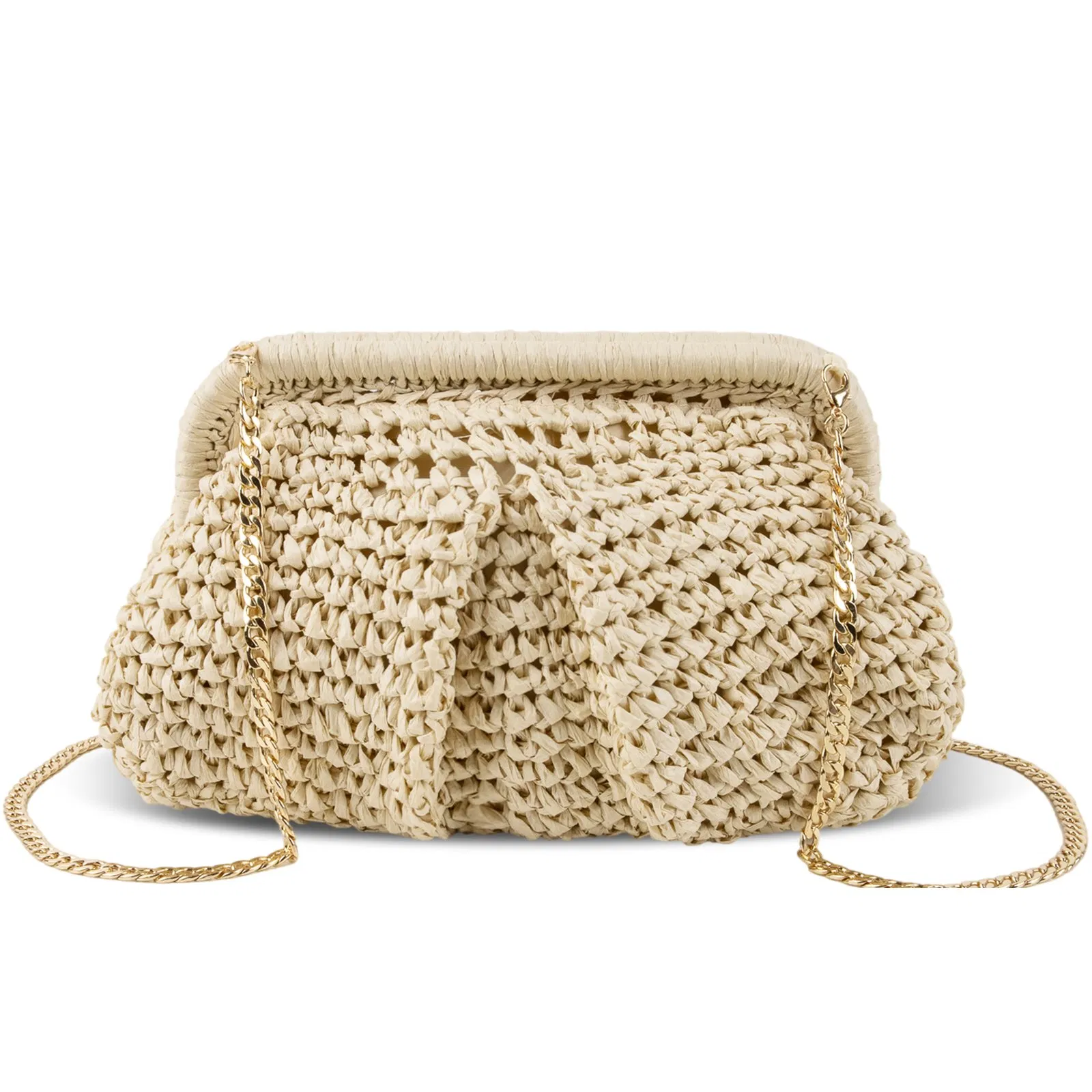 Straw Clutch Purses for Women Woven Boho Pouch Beach Bags