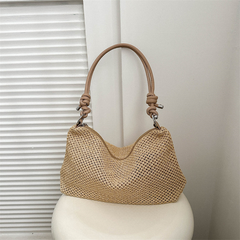 Large Capacity Handbag Rattan Purse Hobo Bag Dumpling Bag Women Straw Woven Shoulder Bag Tote Handbag Summer Beach Purse