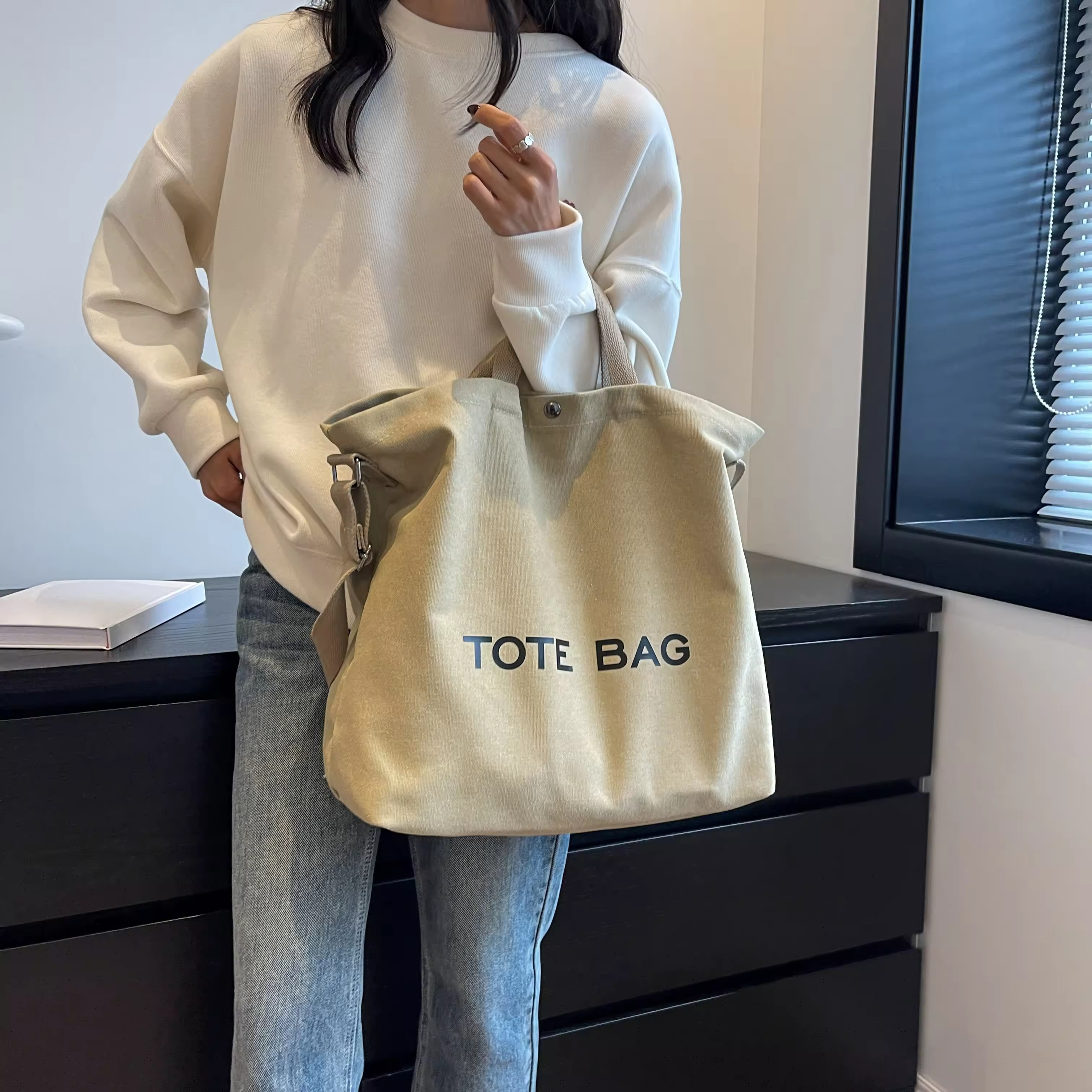 New Simple Custom Letter Print Crossbody Canvas Messenger Bag Vintage Student Shoulder Canvas Tote Bags For Work School Travel