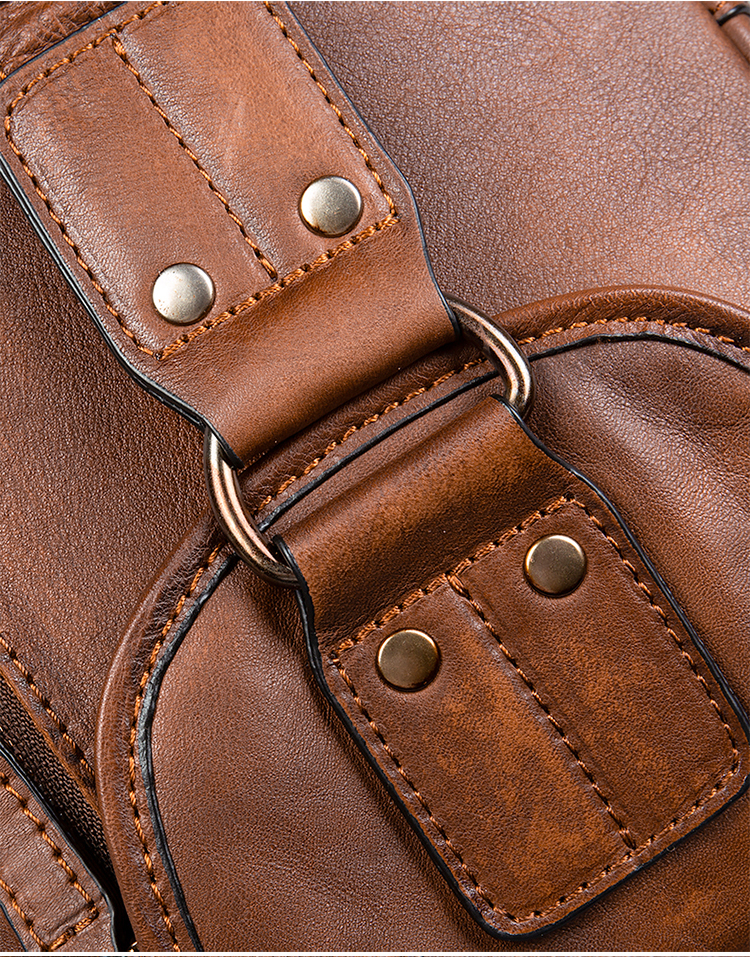 Men's Vintage Fashion Sports Crossbody Shoulder Chest Bag Genuine Leather Vegetable Tanned Double Zipper Durable Large Capacity