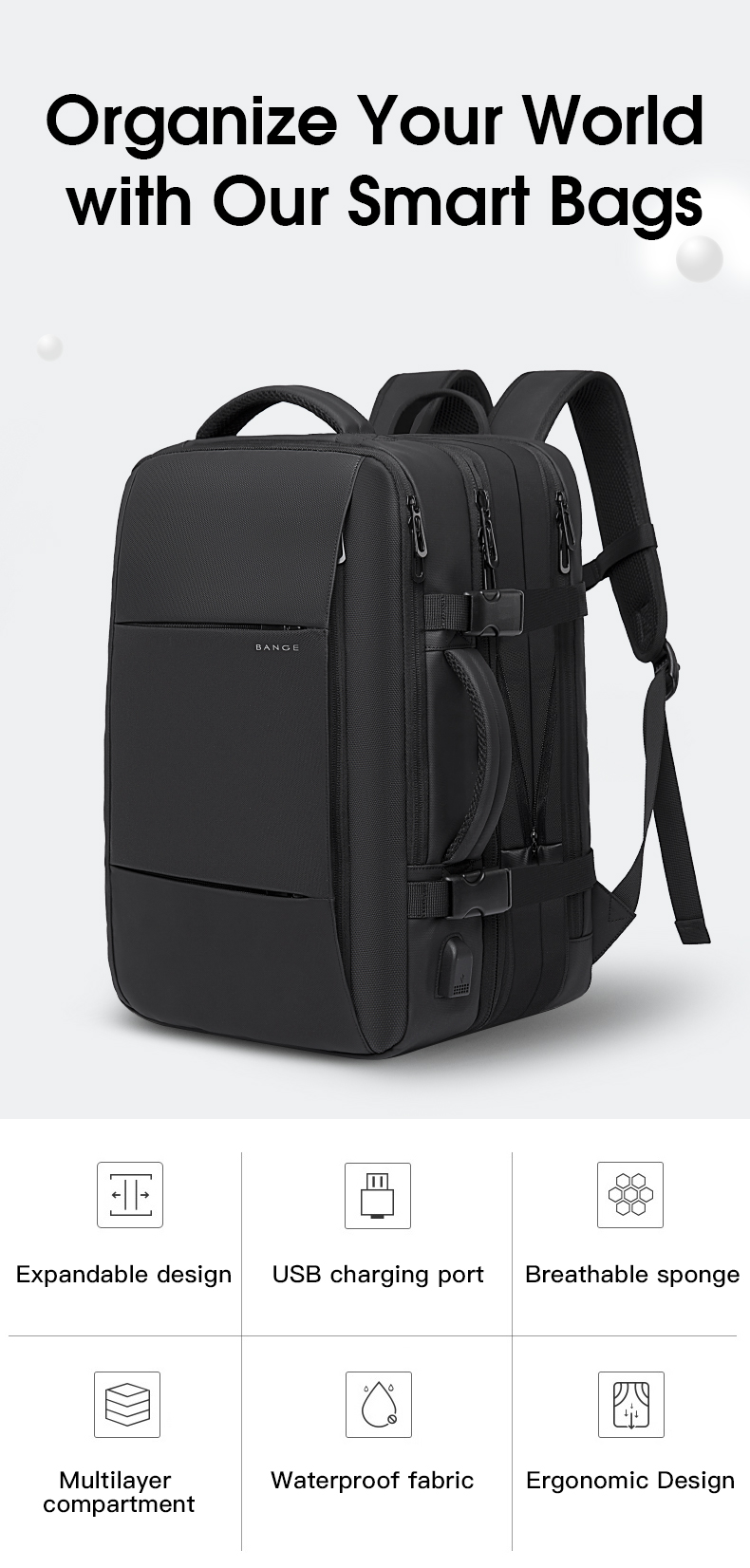 Waterproof Laptop Backpack Feature 1
