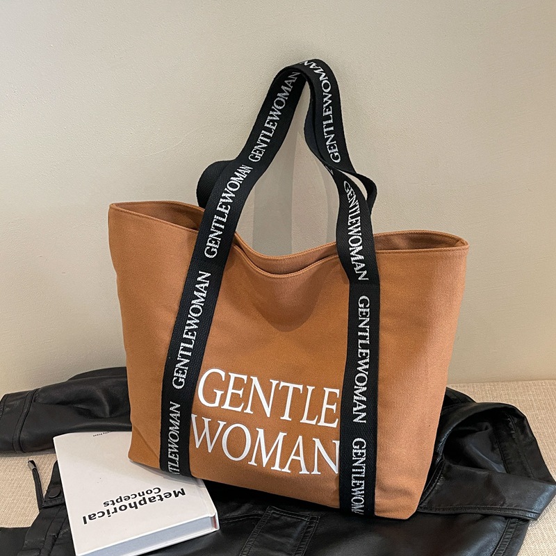 Customized High Quality Printed Logo on Handle Strap Shopping Thick Cotton Canvas Active Lifestyle Tote Bag for Gym