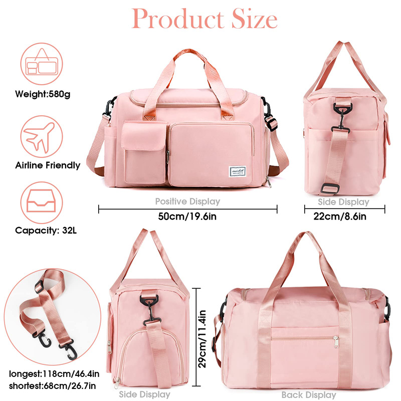 Unisex Lightweight Large Capacity Duffel Bag Waterproof Multifunctional Travel Gym Shoulder Zipper Fashionable Weekender Durable