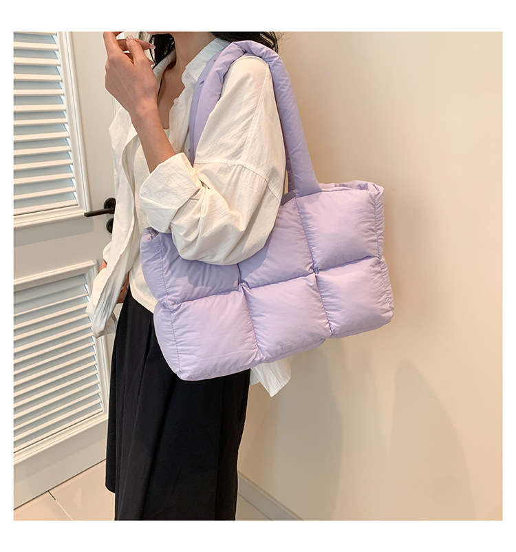 Women Satchel Bag Quilted Pleated Ladies Shopper Bag