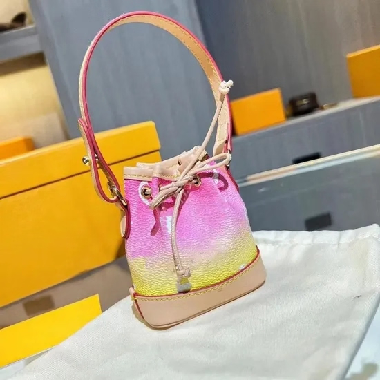 Newest Classic Purses Clutch Bags Brand Colorful Gradient Letter Plaid Printing Small Bucket Bag 1: 1 Refined Replica Product