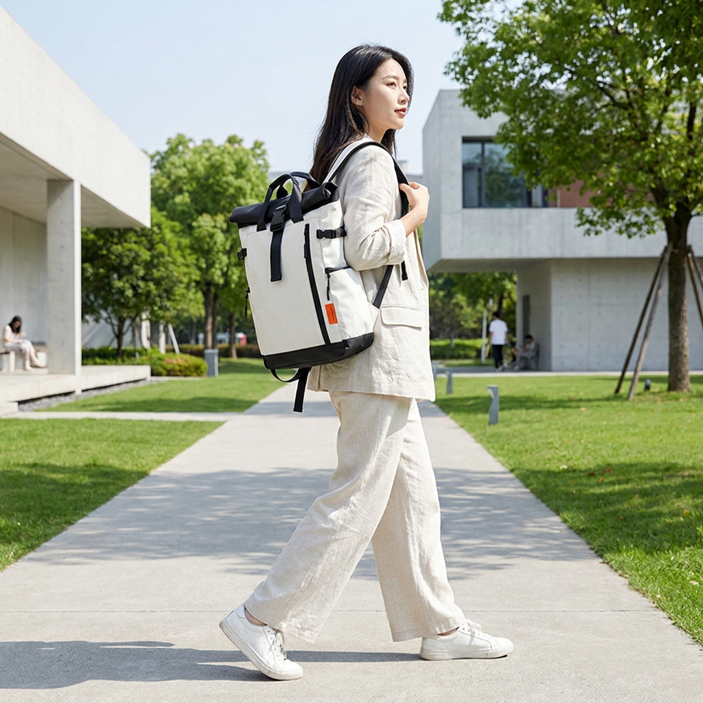 Unisex Large Capacity Roll Top Laptop Backpack Custom Waterproof Anti-theft Outdoor Travel Business Backpack