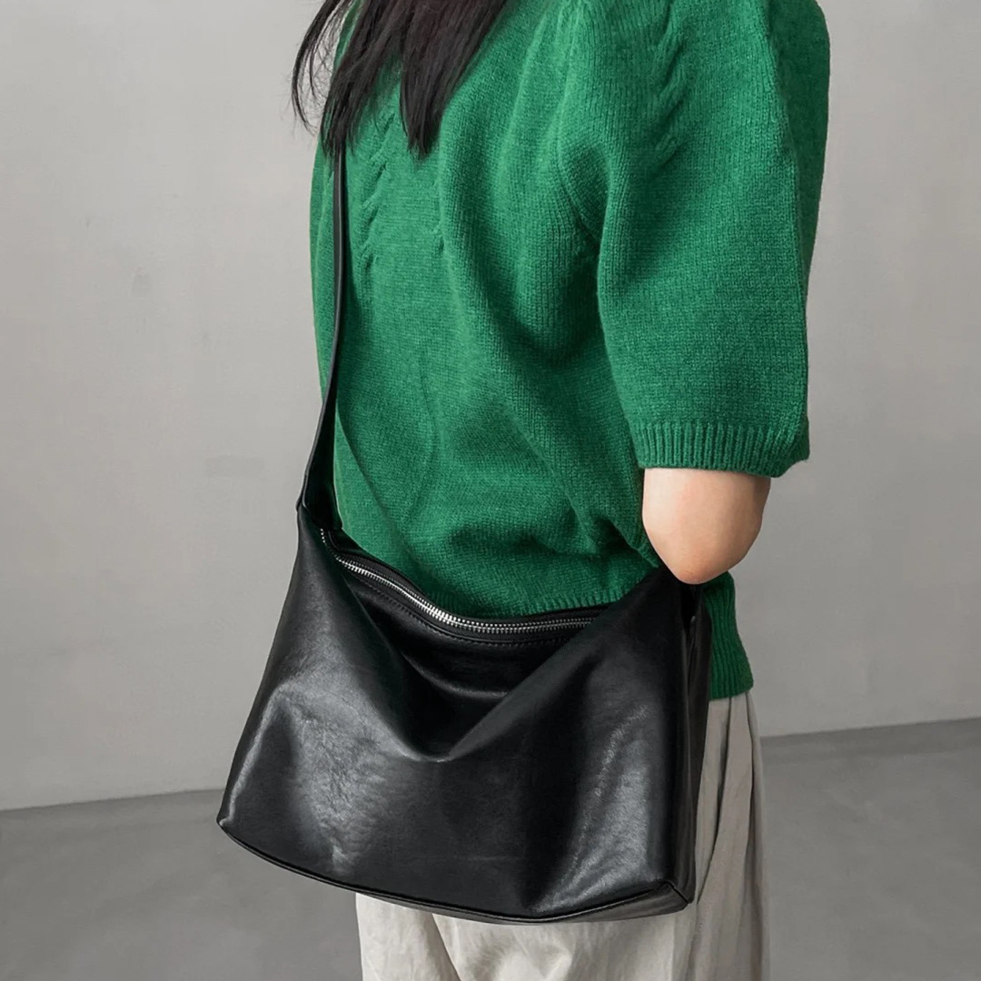 New Large Capacity Genuine Cowhide Hobo Tote Bag for Women Zip Vegetable Tanned First Layer Armpit Crossbody Bag Dumpling