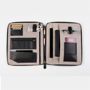 Luxury Custom PU Leather Briefcase for Women and Men Soft Travel Organizer Table Electronic Bag