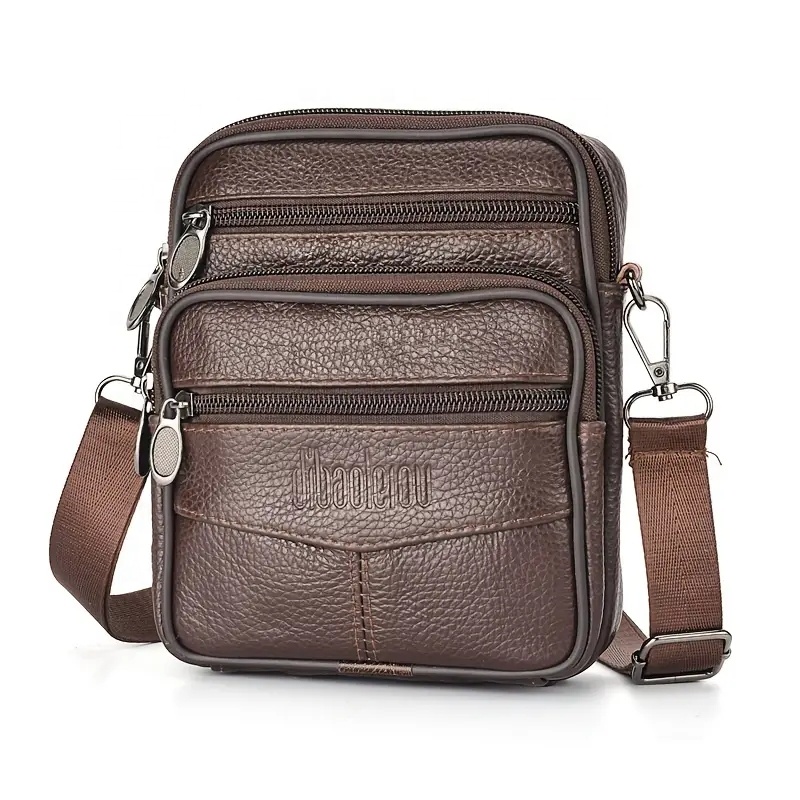 Men&amp;#39;s Genuine Leather Crossbody Bag Business Messenger Side Shoulder Bag Casual for Men Gifts