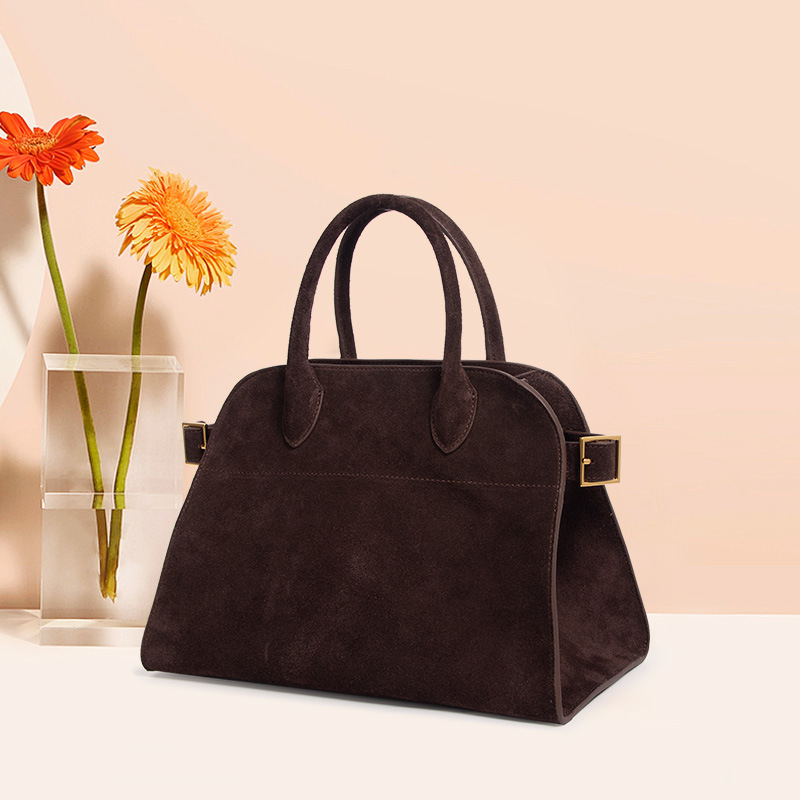 Retro Cowhide Large-Capacity Tote Bags Women Suede Purse Tote Bag Vintage Handle Fashion Shoulder Satchel Quiet Luxury Tote Bag