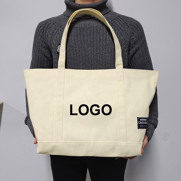 Custom Logo Plain Large Size Printed Eco Friendly Recycled Reusable Sublimation Beach Shopping Tote Bag Cotton Canvas Beach Bag