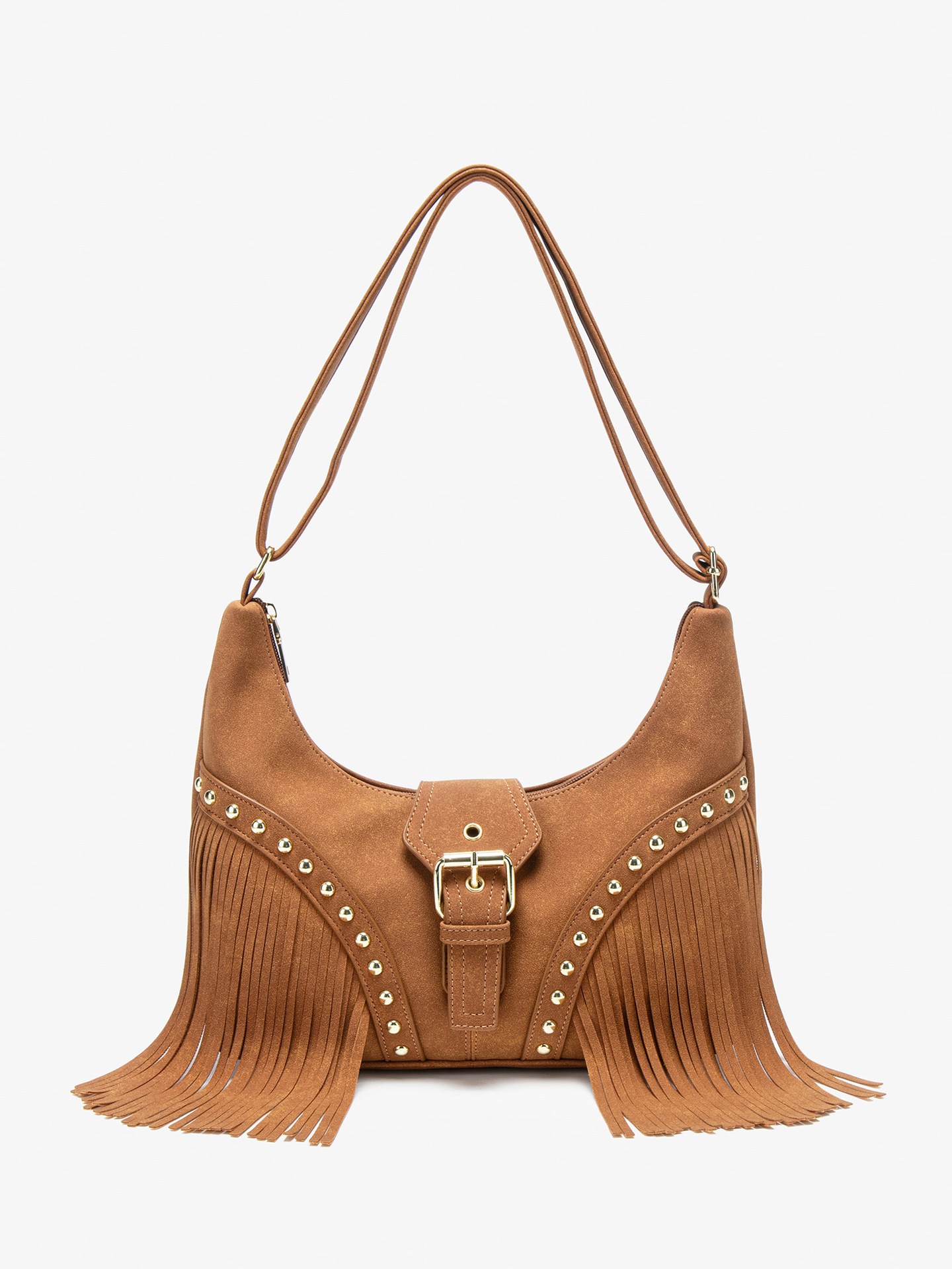 Jialing Retro Rivet Single Shoulder Crossbody Bag with Tassel Fashion Large Capacity Trendy Women Underarm Designer Brand Bag