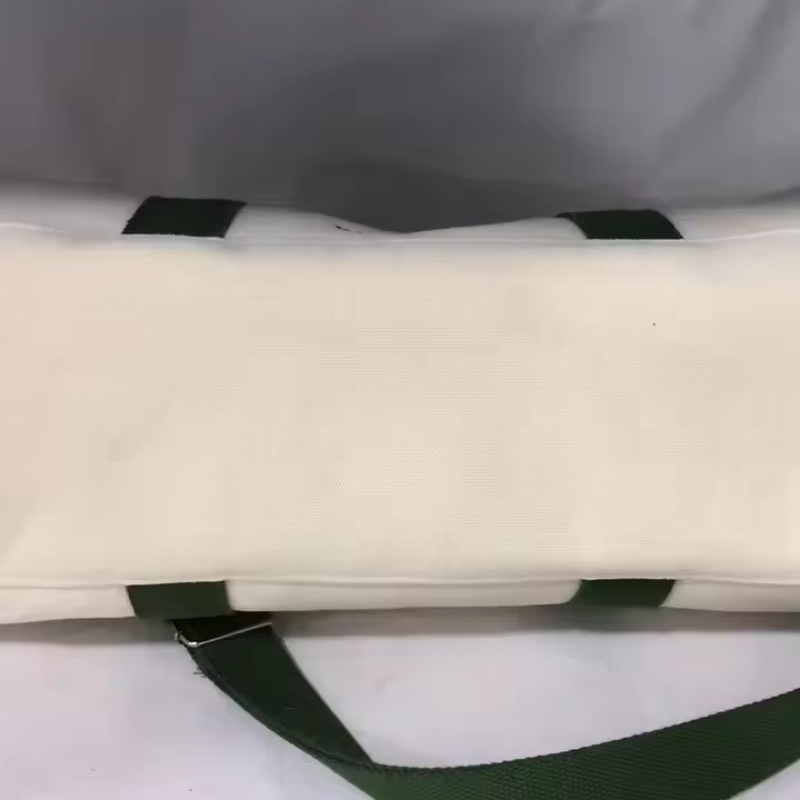 Custom Logo Canvas Fitness Tote Bag Designer Duffel Bag Green Webbing Strap Cream White Cylinder Handbag Sporty