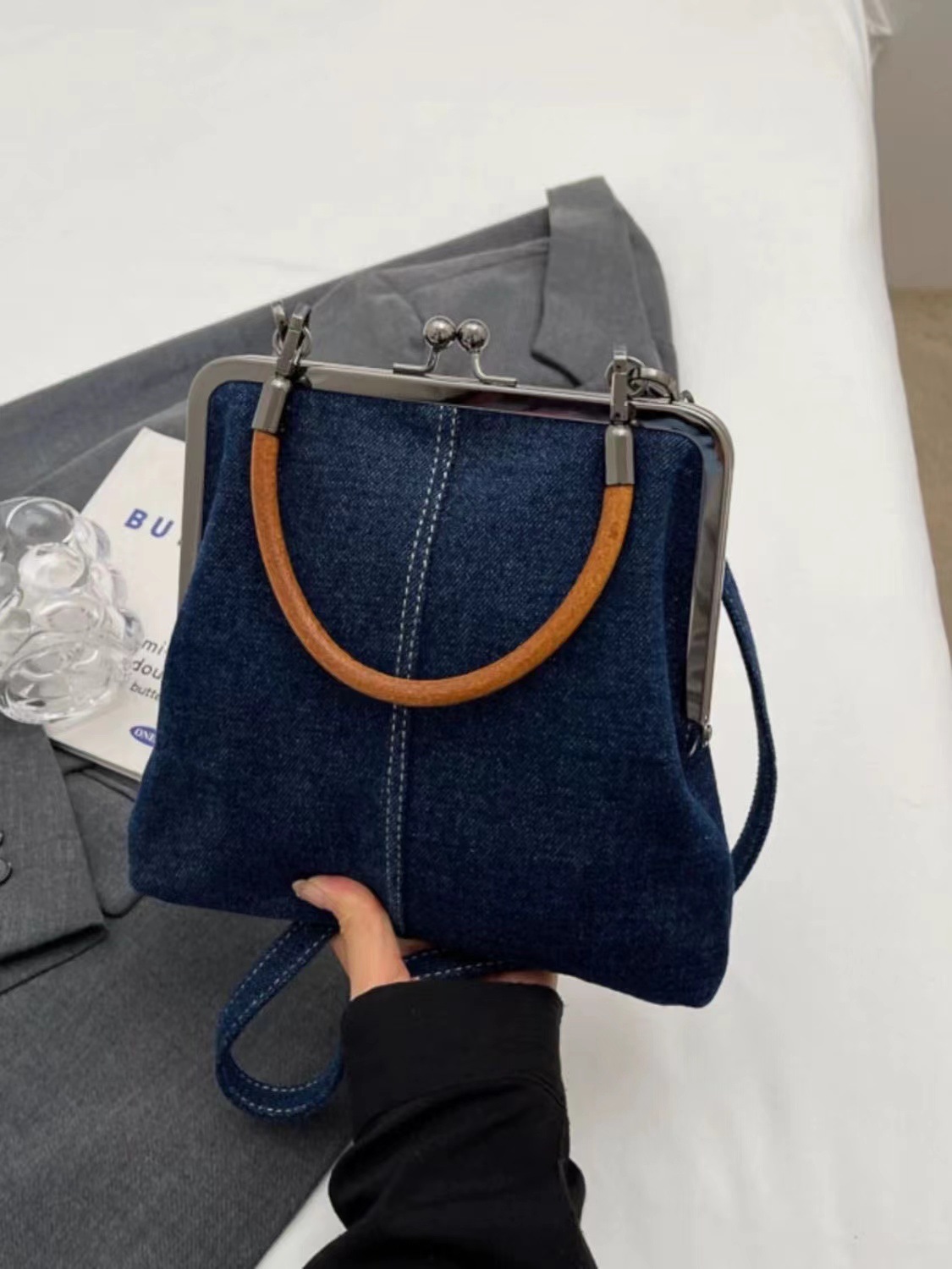 Denim Shoulder Bag Angle View