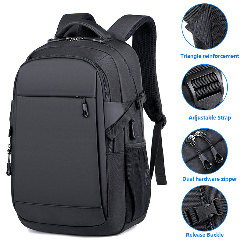 Custom Logo Outdoor Office Design Sports Oxford Black Man Usb Waterproof Bagpack Back Pack Design School Laptop Bag Backpacks