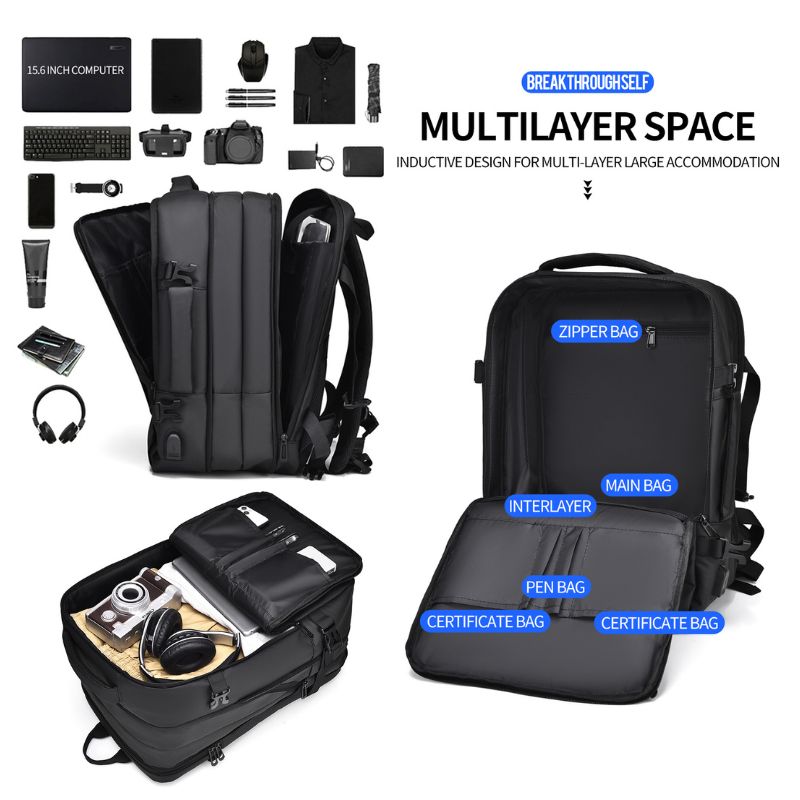 New England Style Fashion Casual Portable Minimalist Lightweight Oxford School Backpack Travel Commute Laptop Backpack With USB