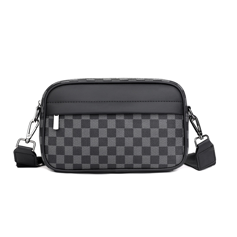New Trendy Vintage Factory Customized Large Capacity Casual Lightweight Business Woven PU Waterproof Durable Men's Crossbody Bag