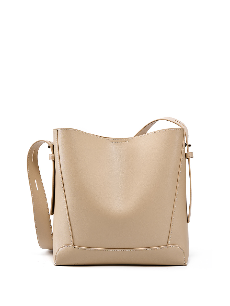 New Fashionable Large Capacity Genuine Leather Bucket Bag Female Crossbody Single Shoulder Bag for Spring/Summer Season