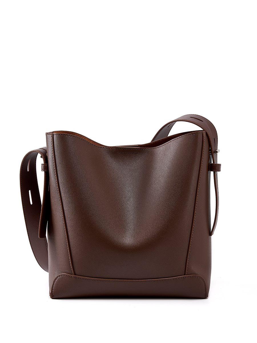 New Fashionable Large Capacity Genuine Leather Bucket Bag Female Crossbody Single Shoulder Bag for Spring/Summer Season
