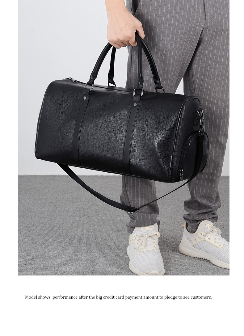 Customized Vegan Pebble Texture Leather Travel Weekender Overnight Duffel Bag