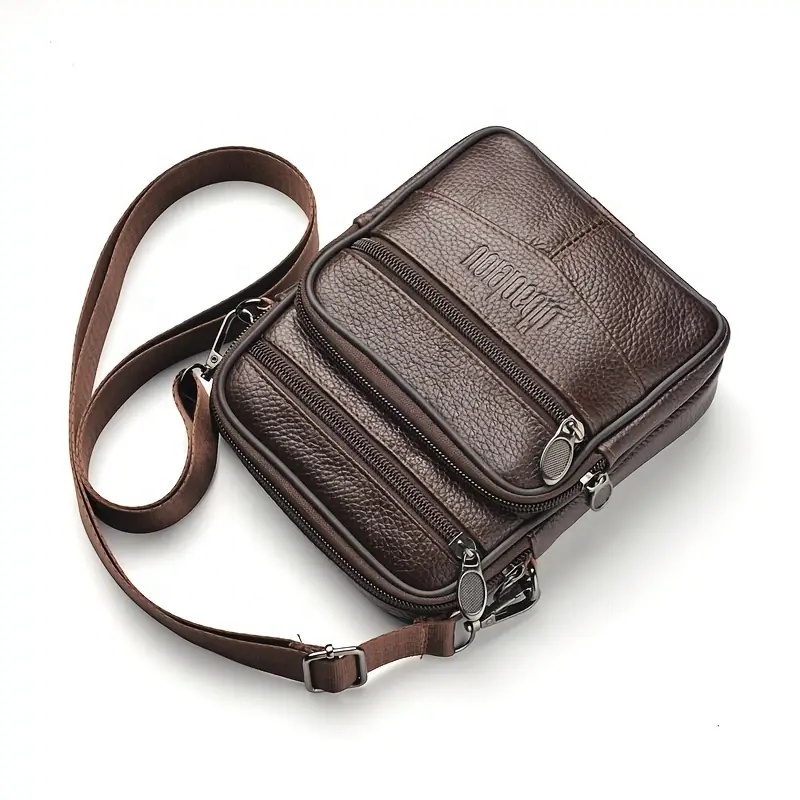 Men&amp;#39;s Genuine Leather Crossbody Bag Business Messenger Side Shoulder Bag Casual for Men Gifts