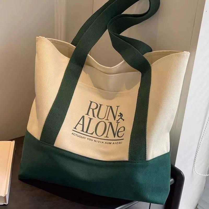 Custom Tote Bag with Logo Printing Blank Pocket and Shoulder Length Handle Medium Cotton Canvas Tote Bag with Ribbon Rope