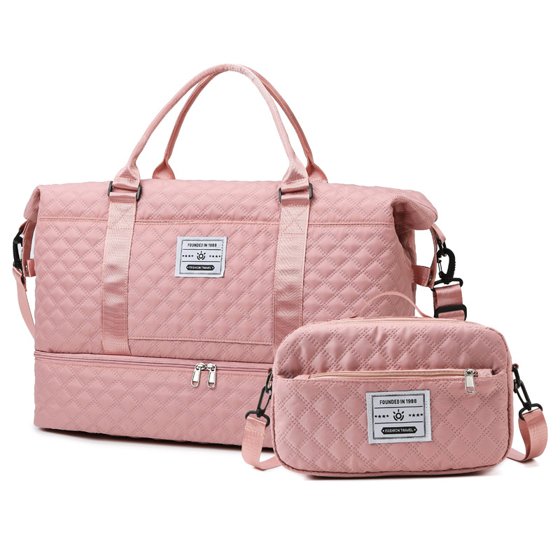 Large Capacity Weekender Travel Bag With Wet Pocket Shoes Compartment 2pcs Carry on Duffel Tote Bag Set With Small Handbag