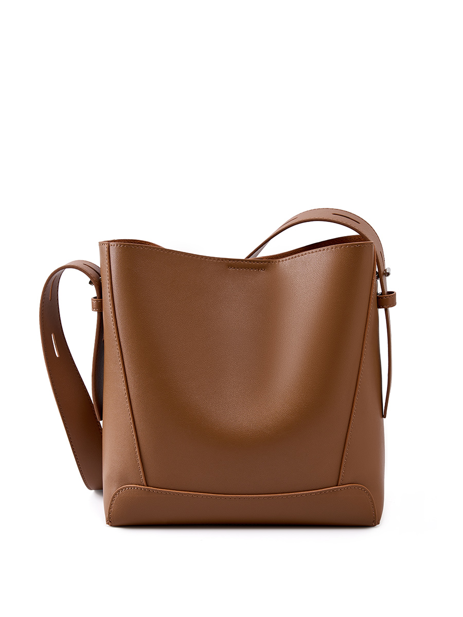 New Fashionable Large Capacity Genuine Leather Bucket Bag Female Crossbody Single Shoulder Bag for Spring/Summer Season
