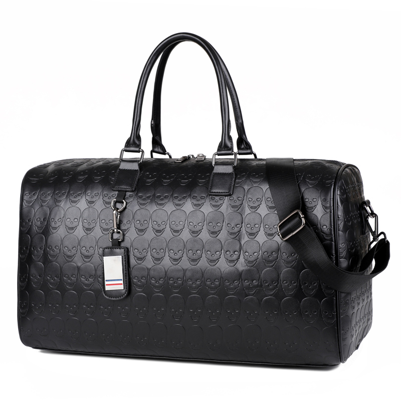 Stylish Fashion Foldable Waterproof PU Leather Unisex Travel Duffel Bag with Zipper Closure for Outdoor Activities and Commuting