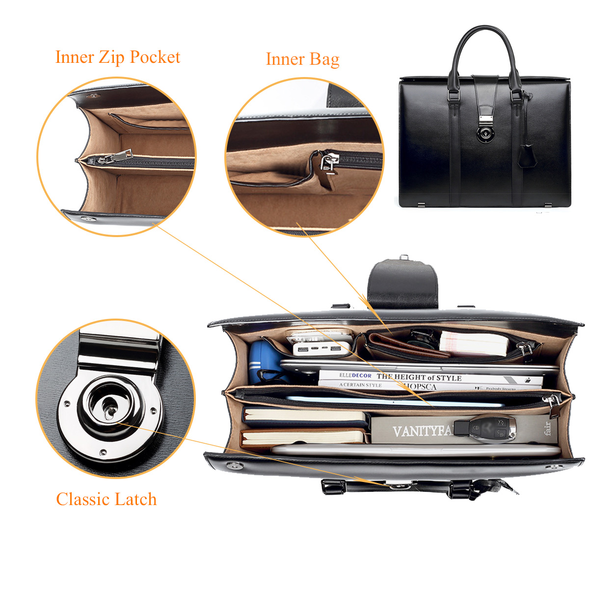 Wholesale Leather Hard Briefcase Men Metal Briefcase With Combination Lock and Foam Secure Leather Briefcase Office Bag